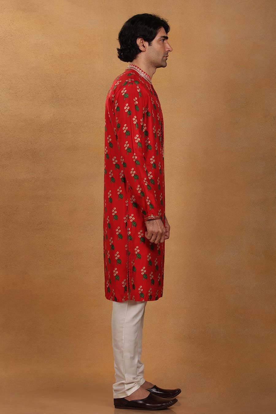 Red Cotton Candy Print Embroidered Kurta