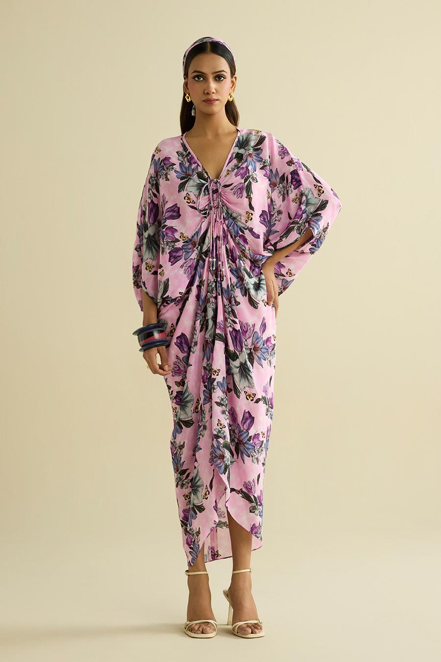 ruched kaftan dress The Kami Ruched Kaftan AMAL AL MULLA