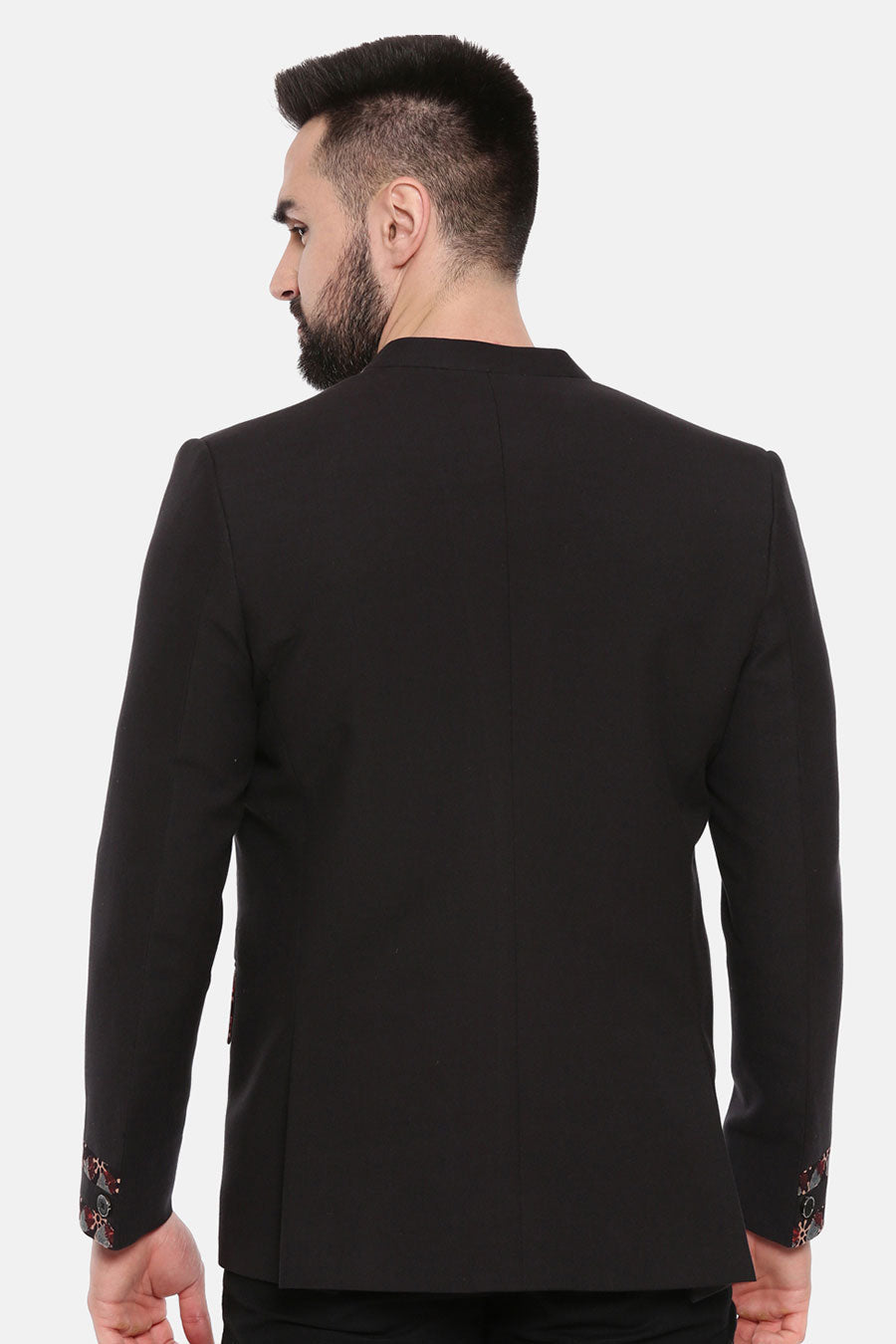 Black Printed Collar Blazer