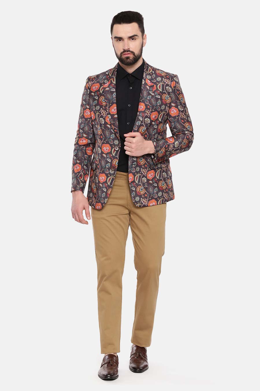 Brown Printed Blazer