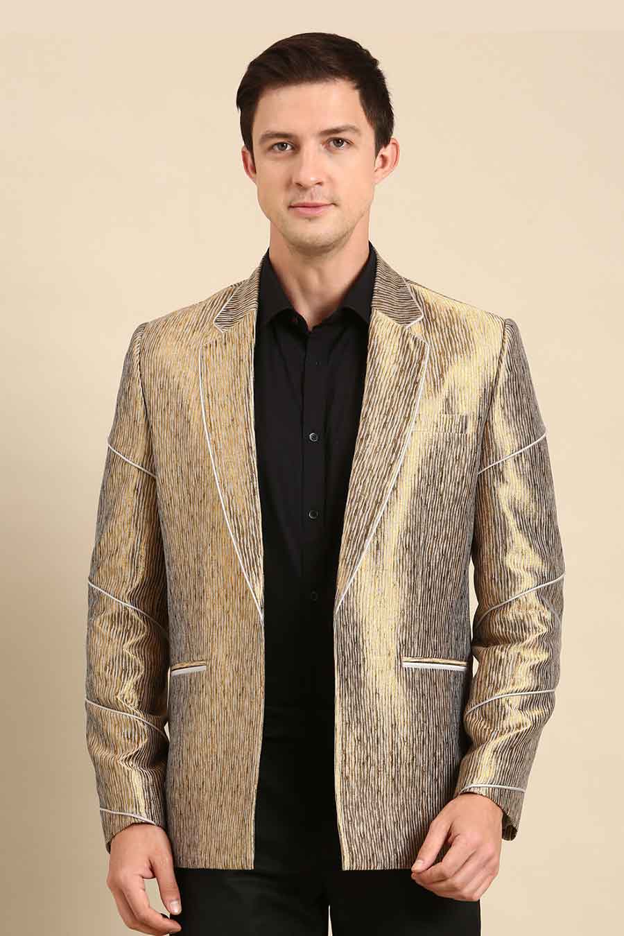 Gold Silk Jacquard Blazer