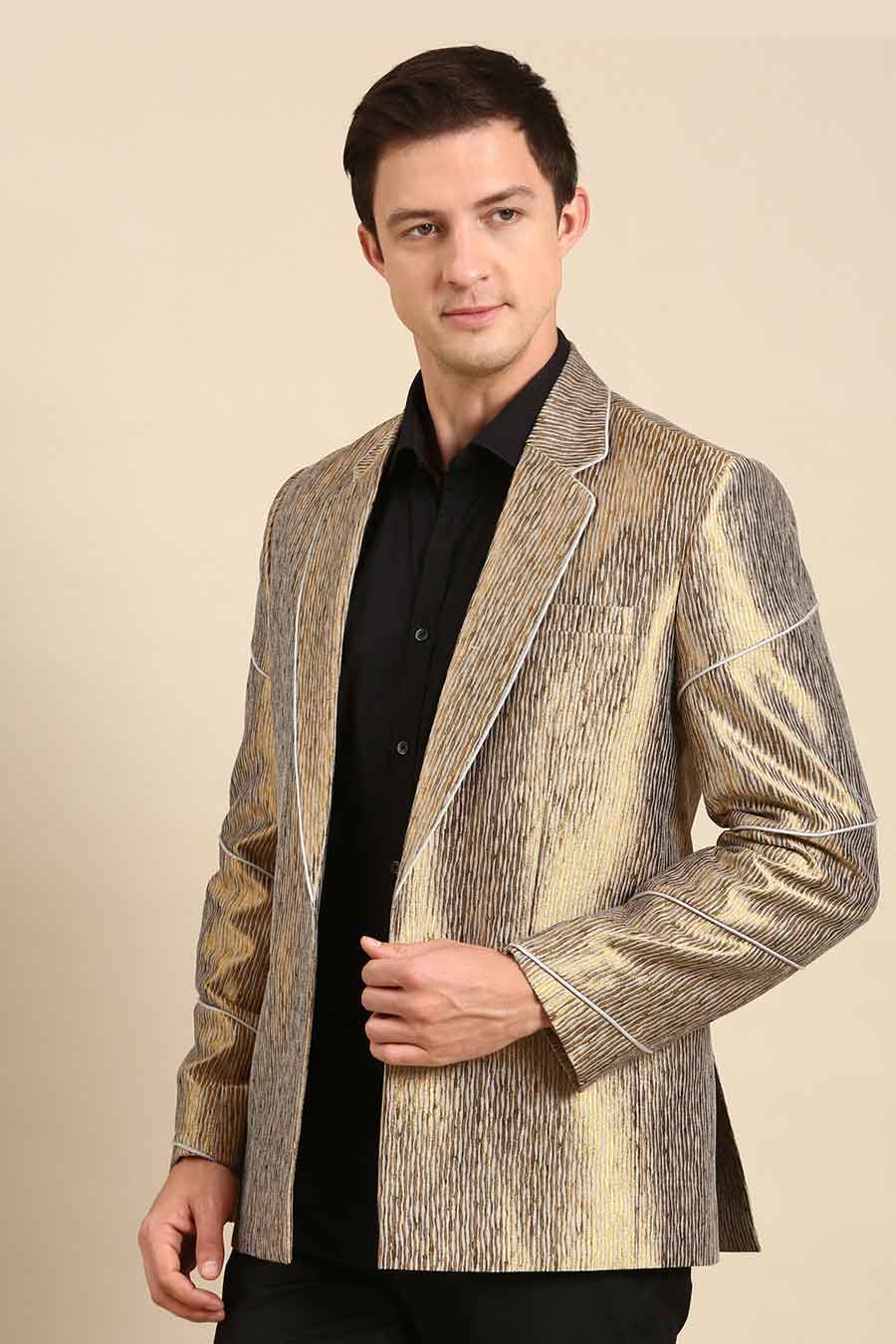 Gold Silk Jacquard Blazer