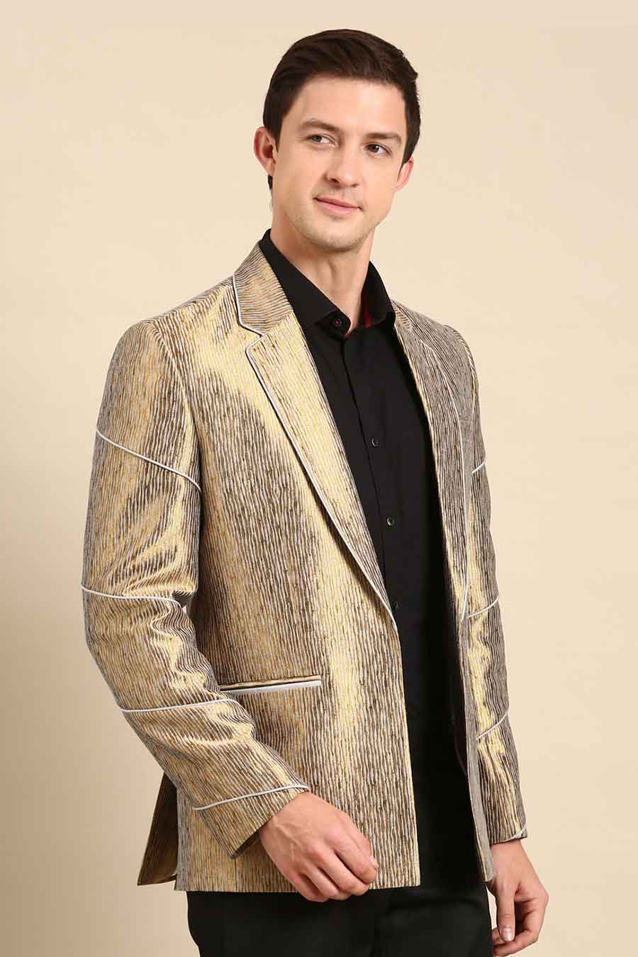 Gold Silk Jacquard Blazer