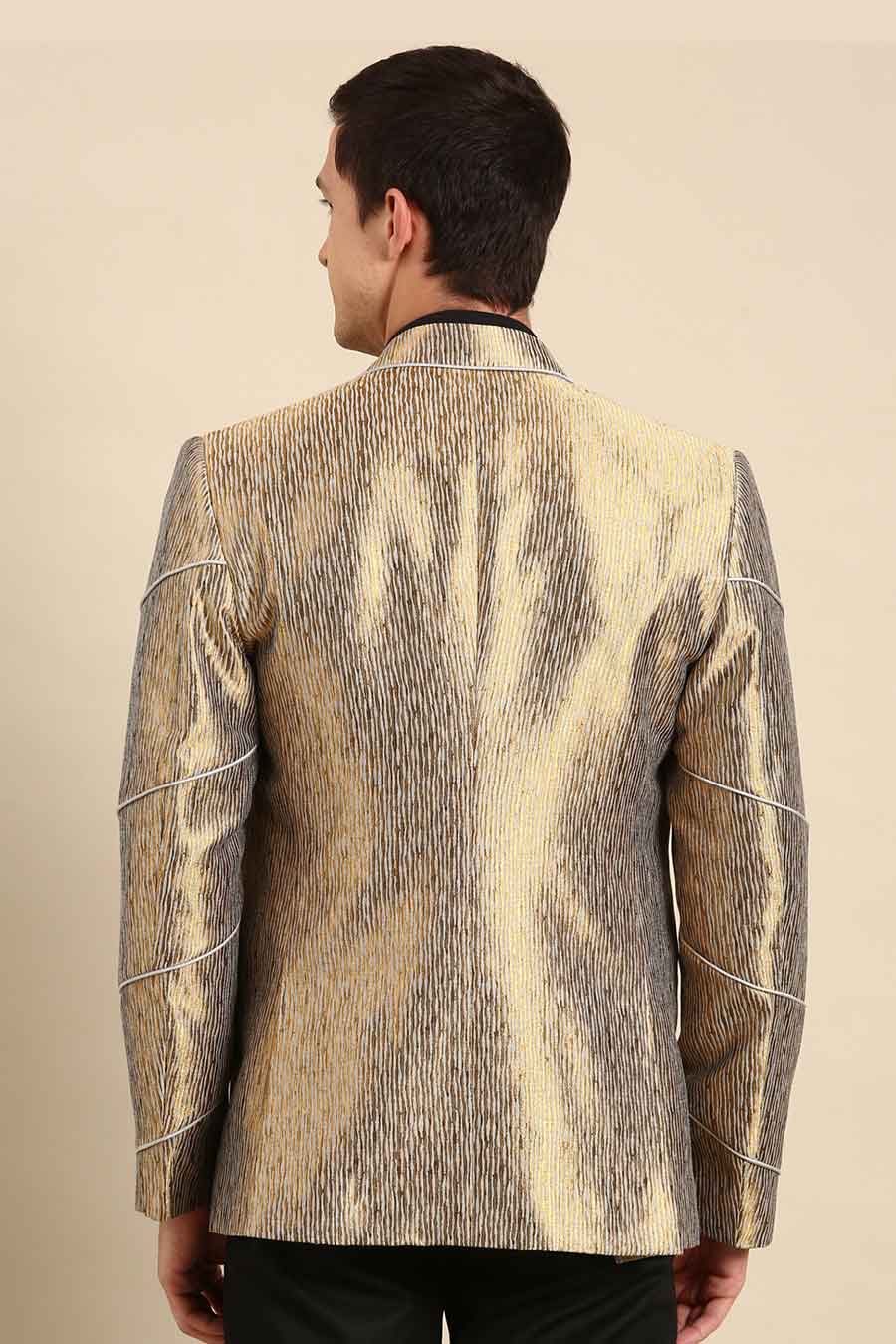 Gold Silk Jacquard Blazer