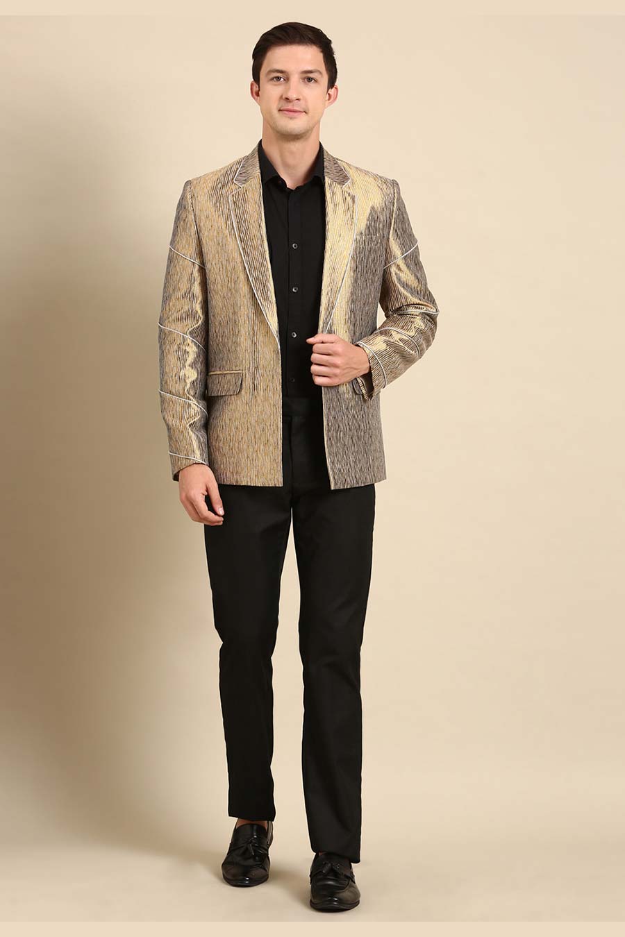 Gold Silk Jacquard Blazer