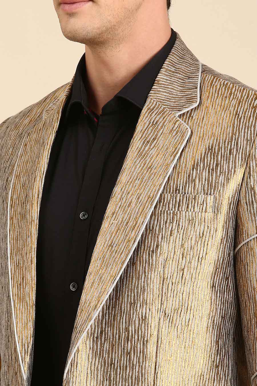 Gold Silk Jacquard Blazer