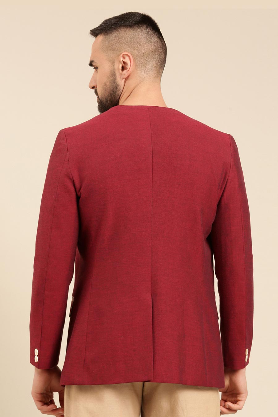 Wine Printed Pocket Blazer