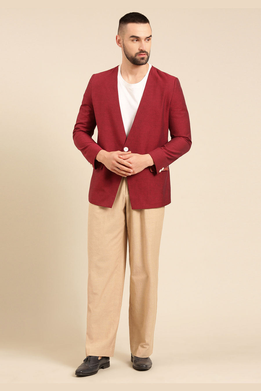 Wine Printed Pocket Blazer