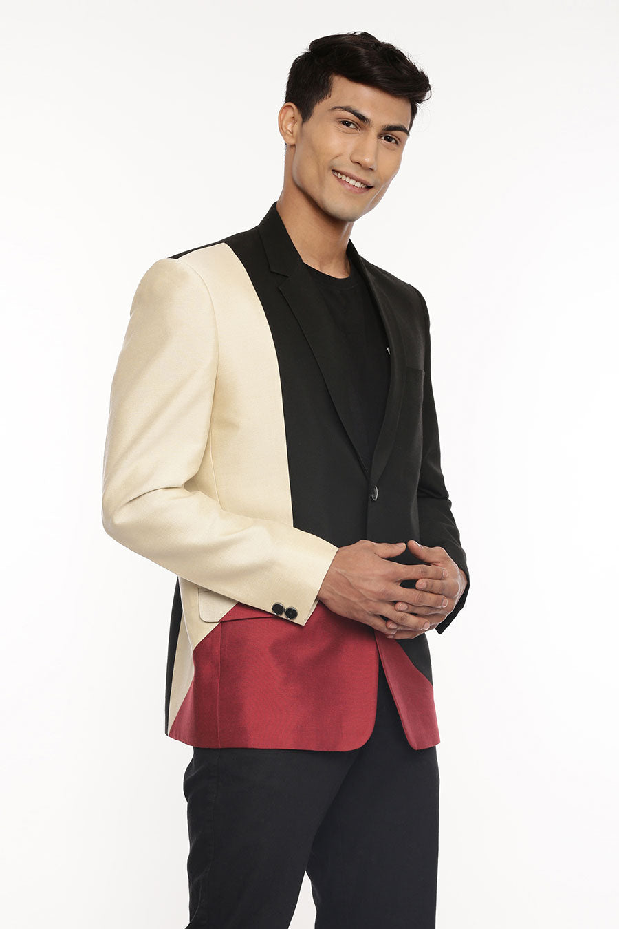 Black Colour-Block Blazer