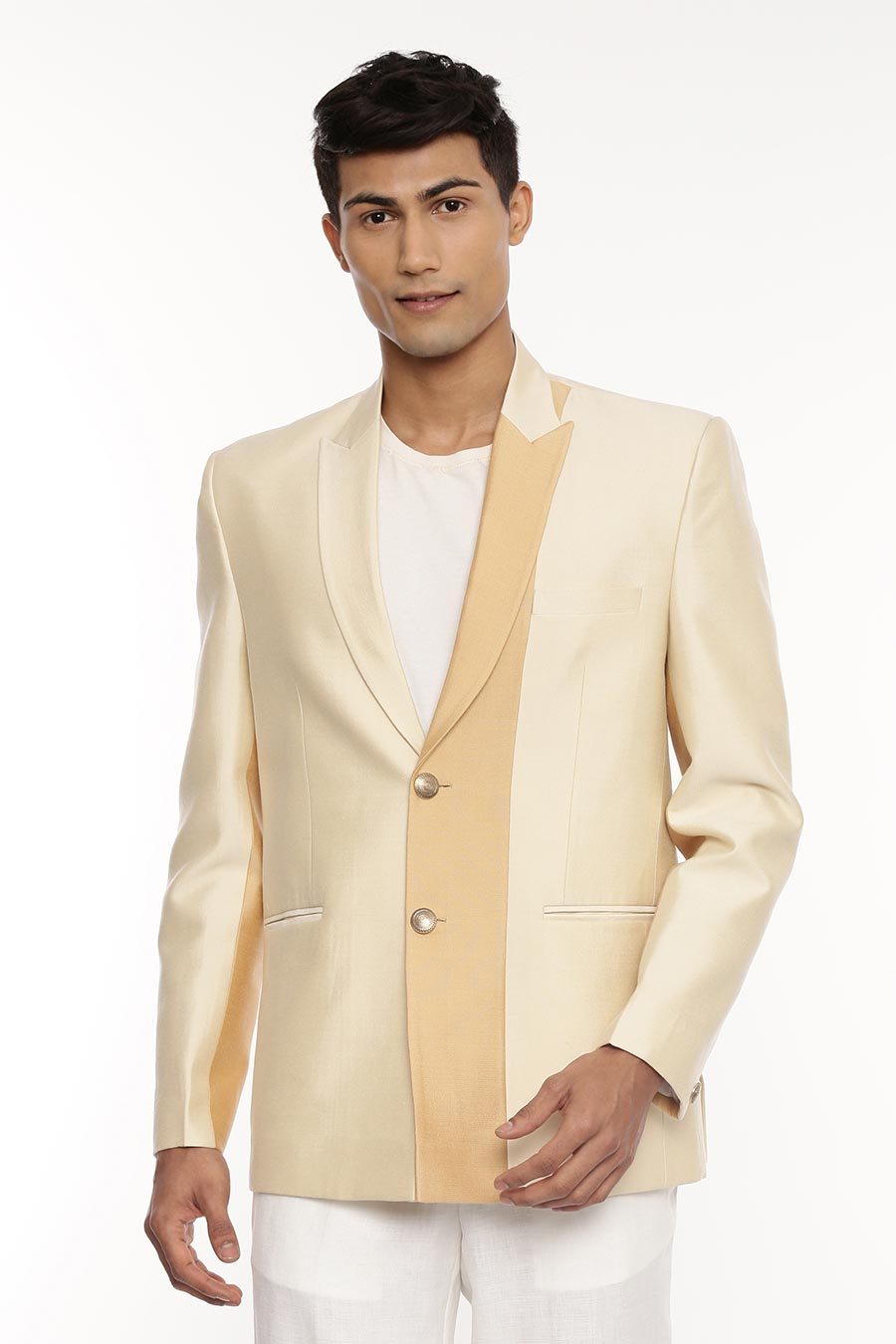 Beige & Gold Panel Blazer
