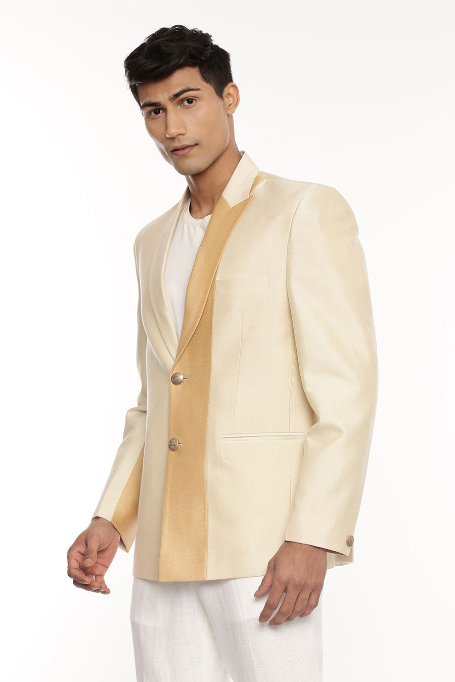 Beige & Gold Panel Blazer
