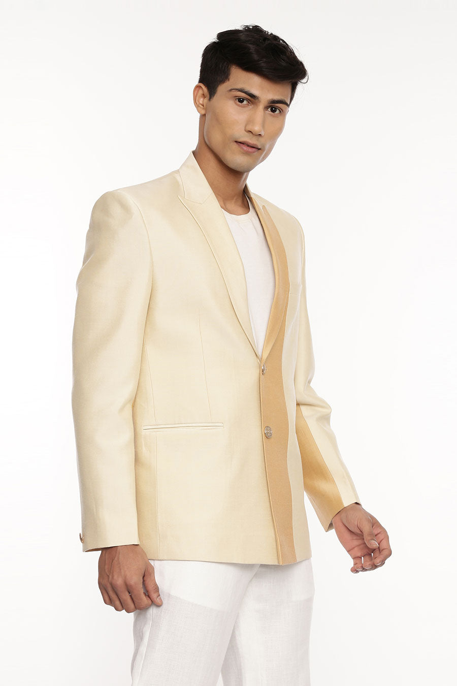 Beige & Gold Panel Blazer