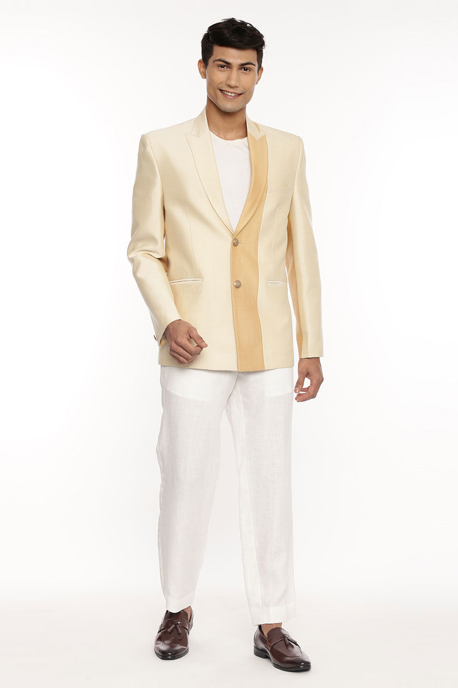 Beige & Gold Panel Blazer