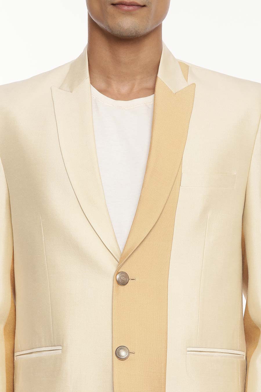 Beige & Gold Panel Blazer