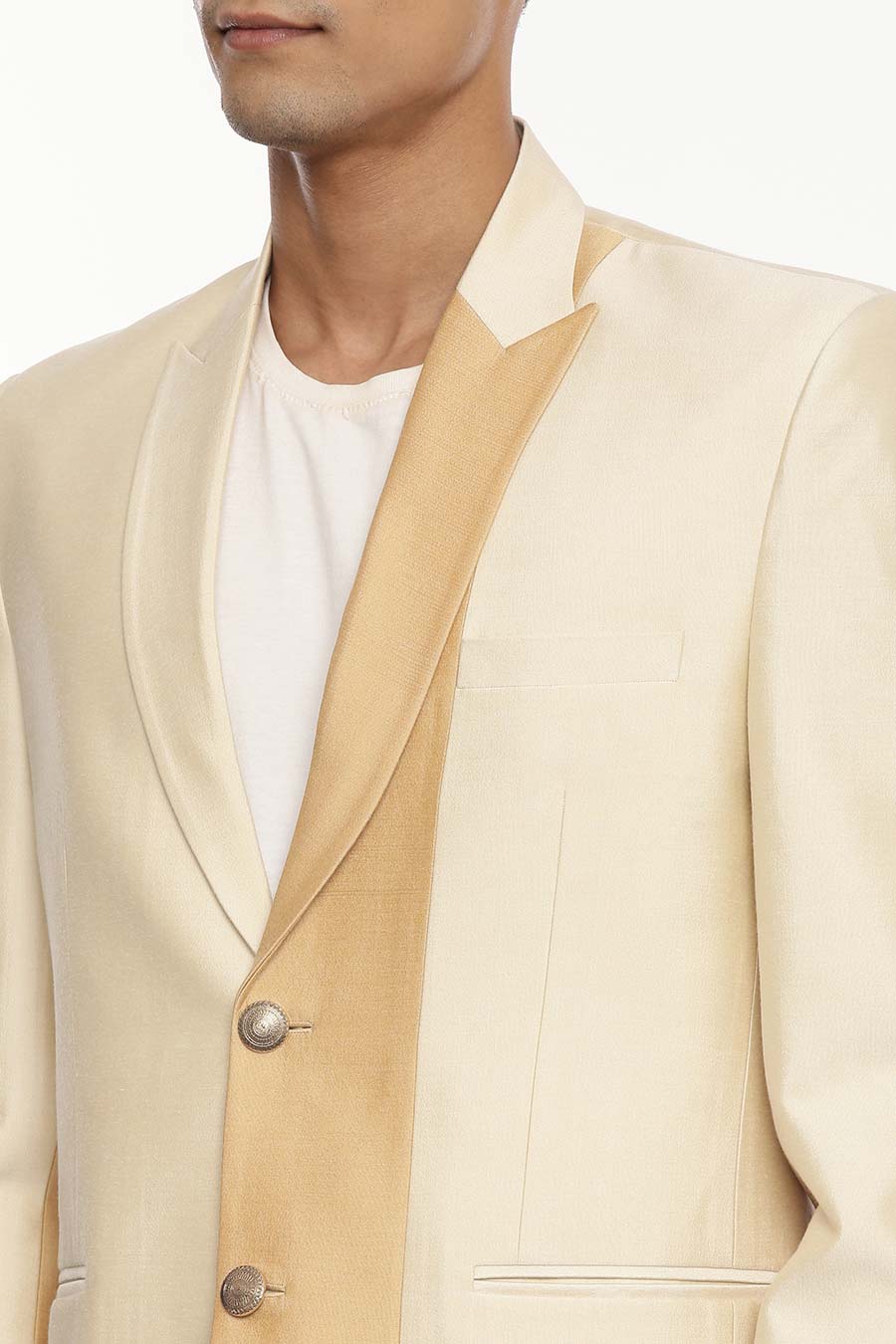 Beige & Gold Panel Blazer