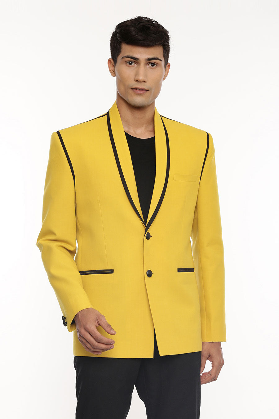 Yellow Black Piping Blazer