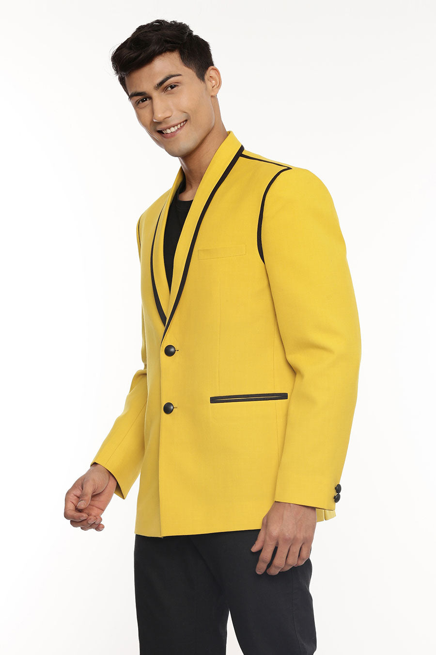 Yellow Black Piping Blazer