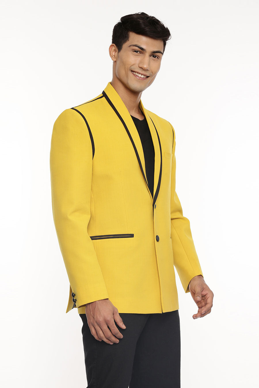 Yellow Black Piping Blazer