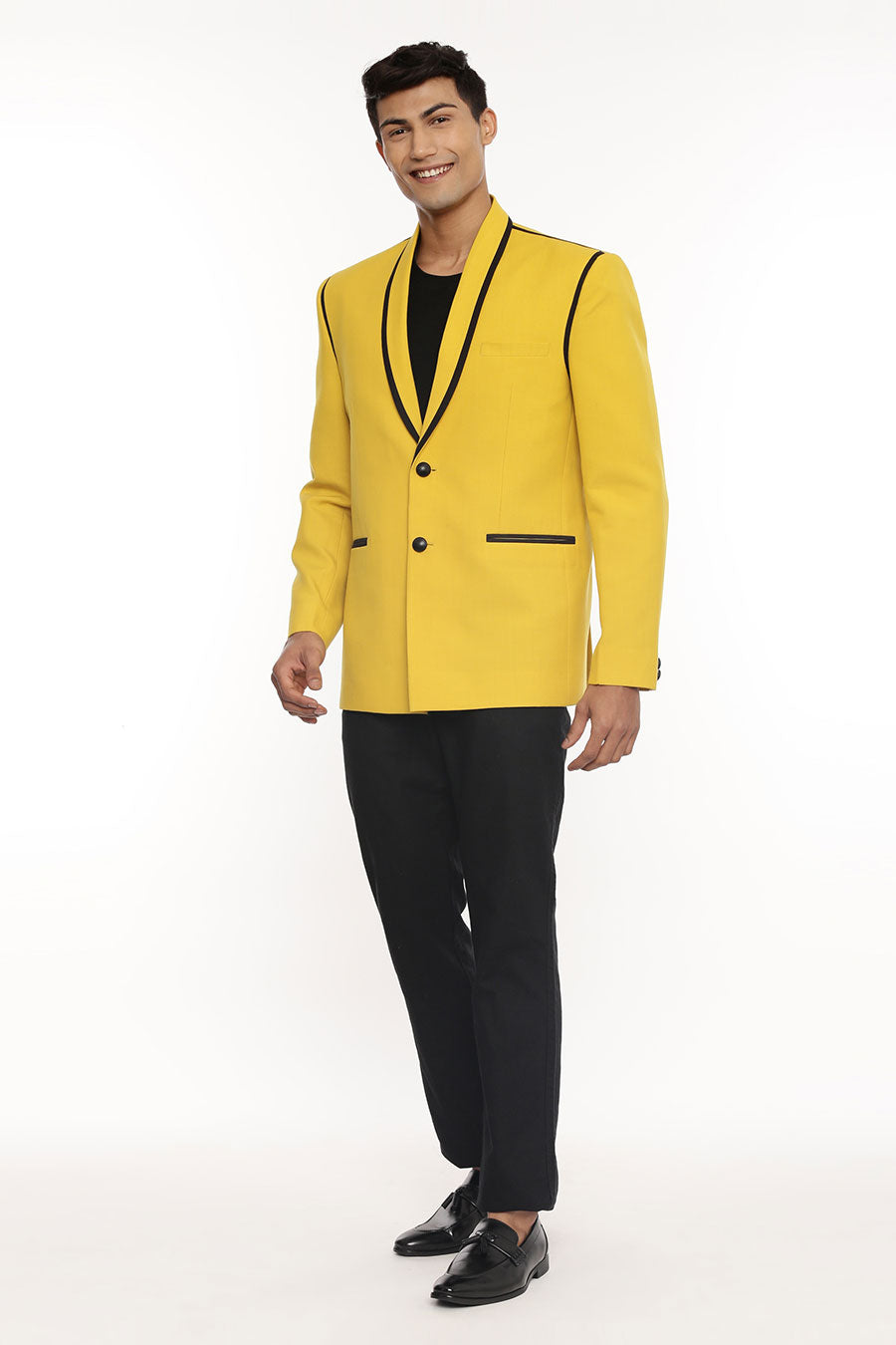 Yellow Black Piping Blazer