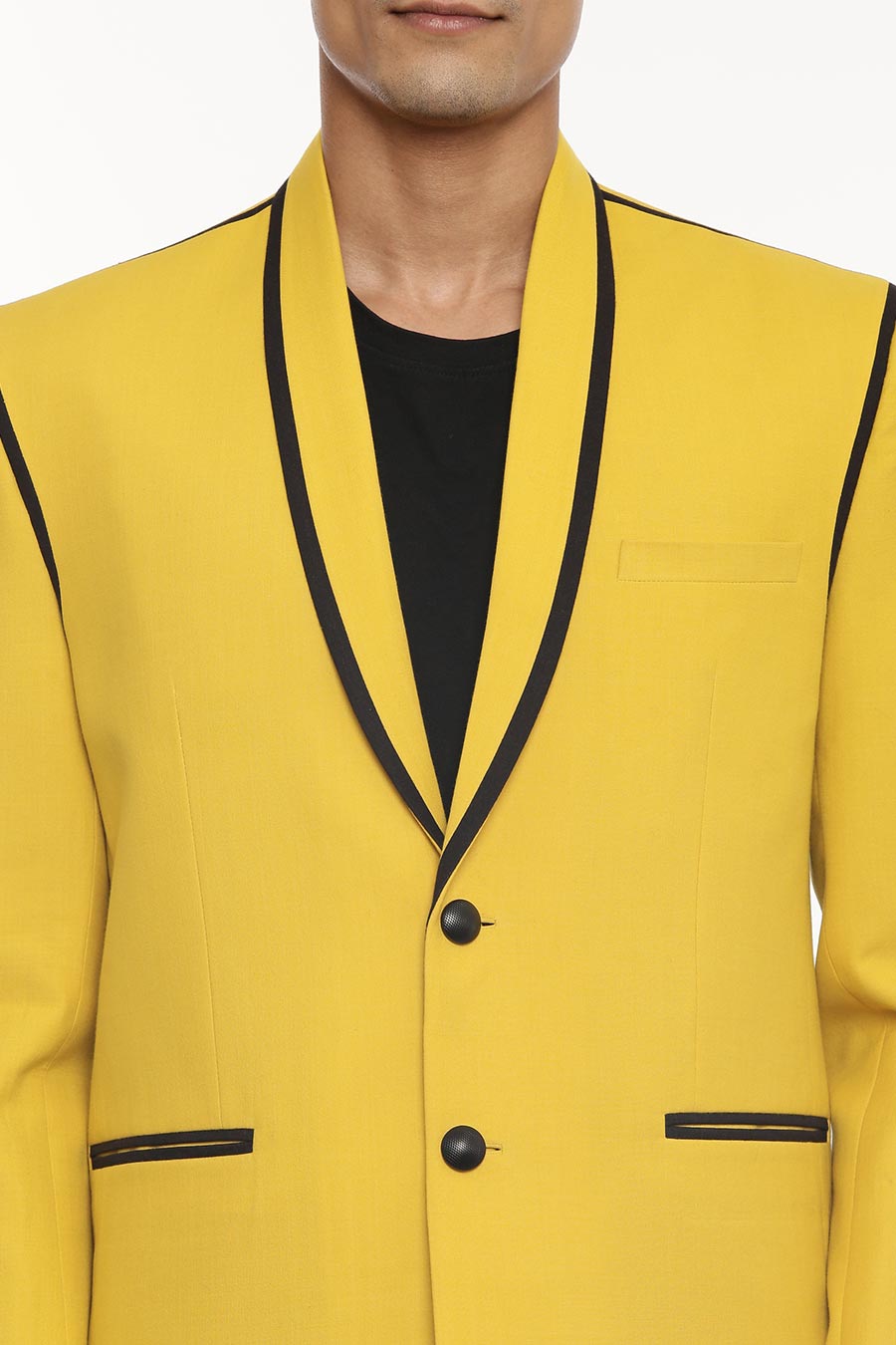 Yellow Black Piping Blazer