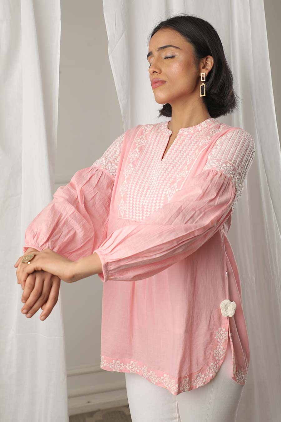 Pink Embroidered Top