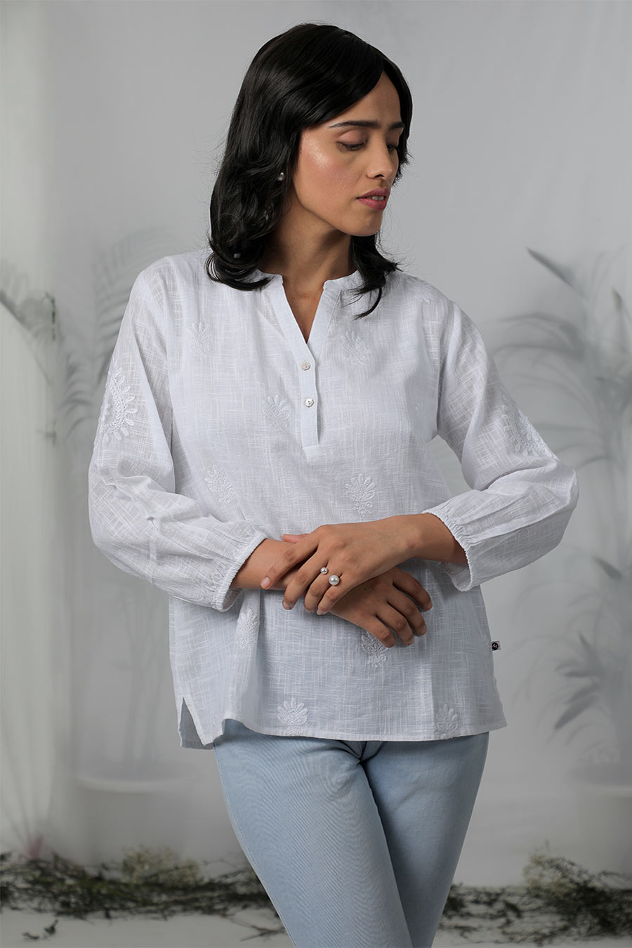 White Embroidered Top