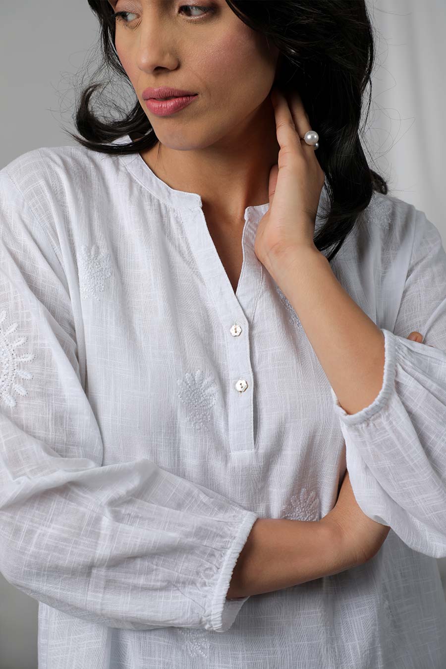 White Embroidered Top