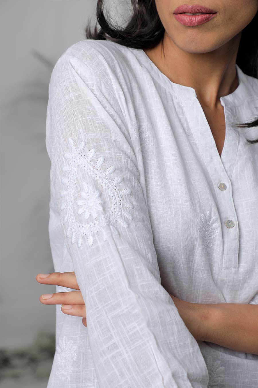 White Embroidered Top