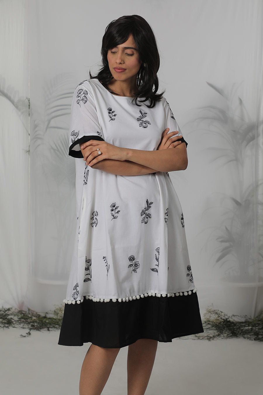 White Cotton Embroidered Dress