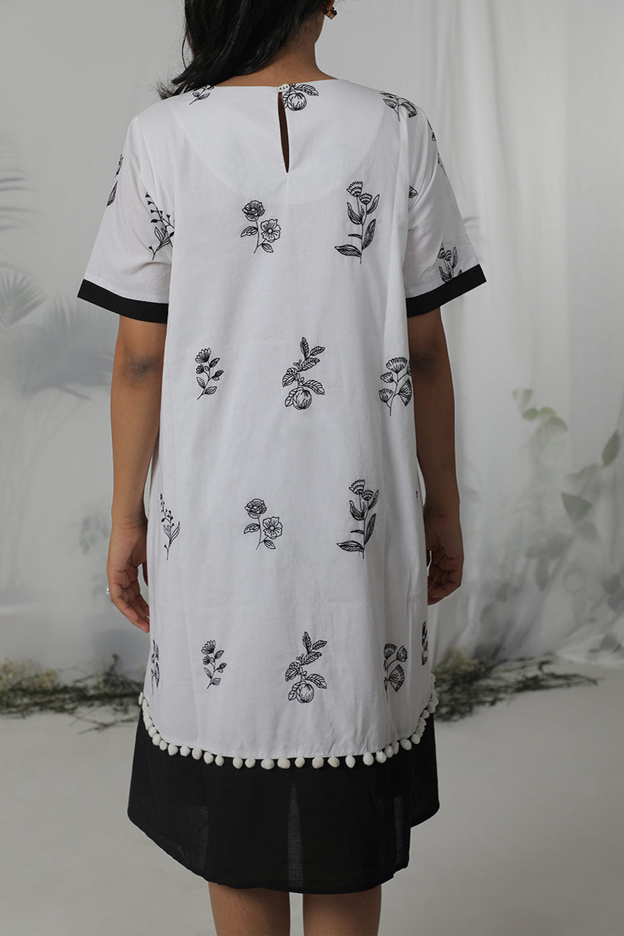 White Cotton Embroidered Dress