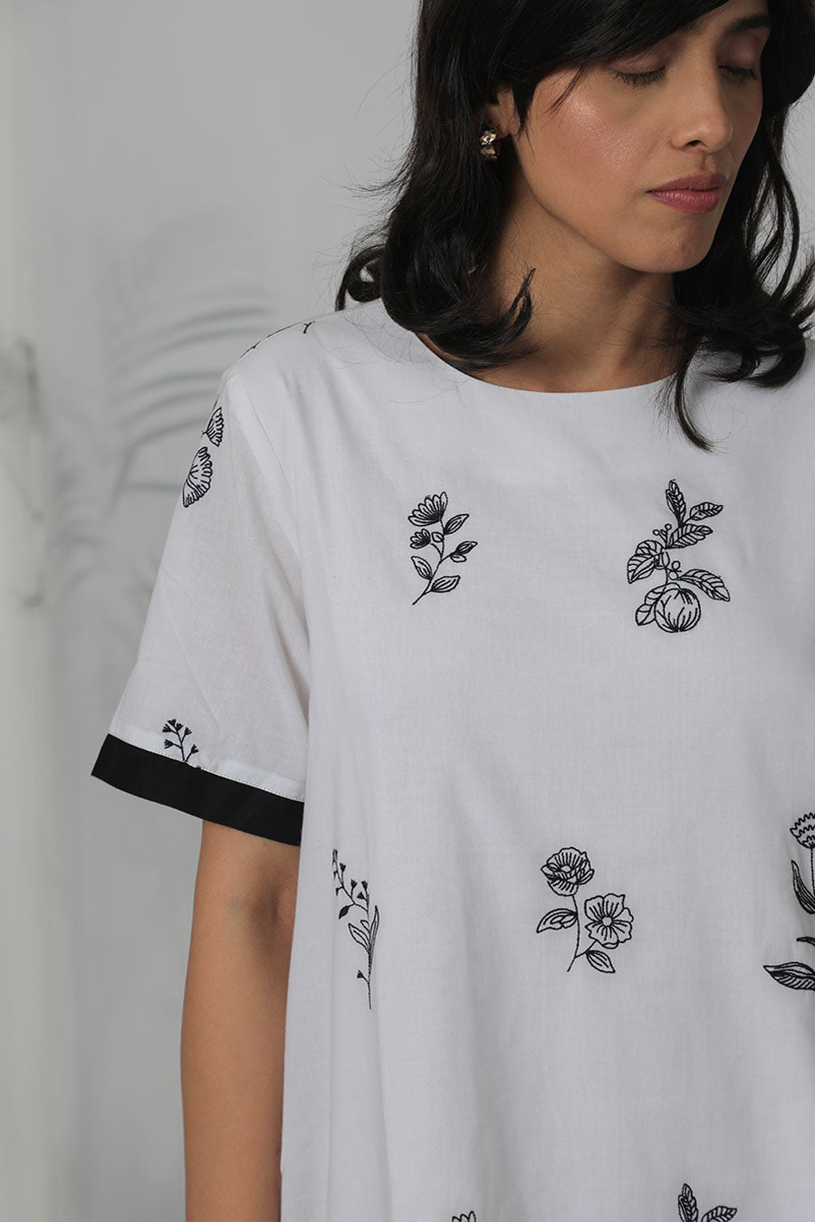 White Cotton Embroidered Dress