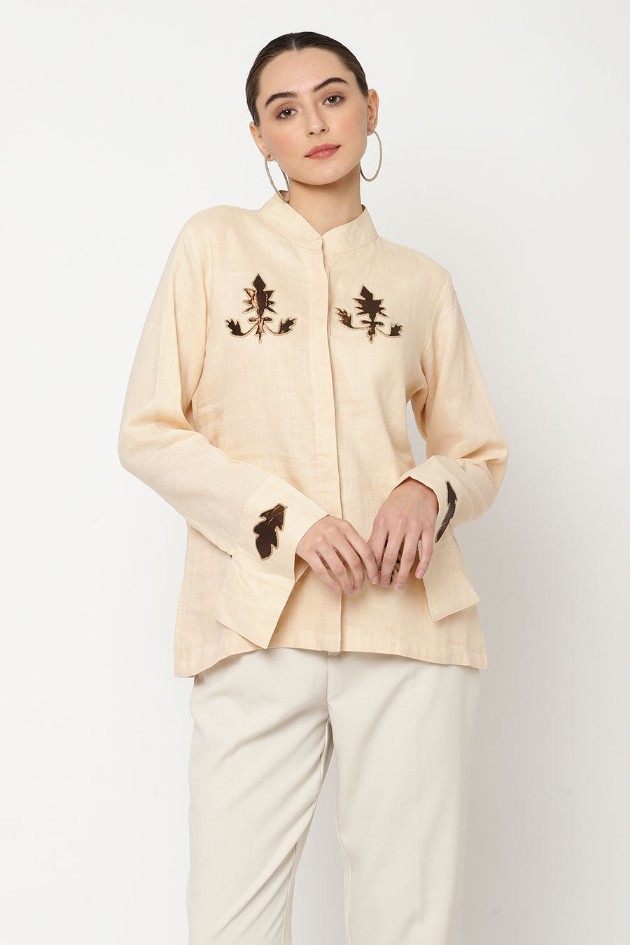 Beige Embroidered Shirt