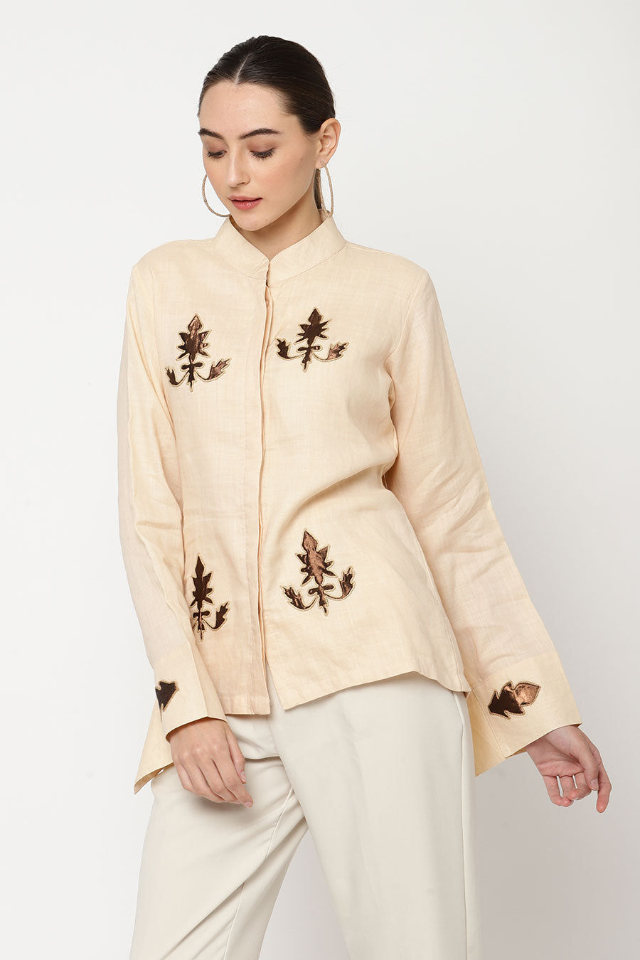 Beige Embroidered Shirt