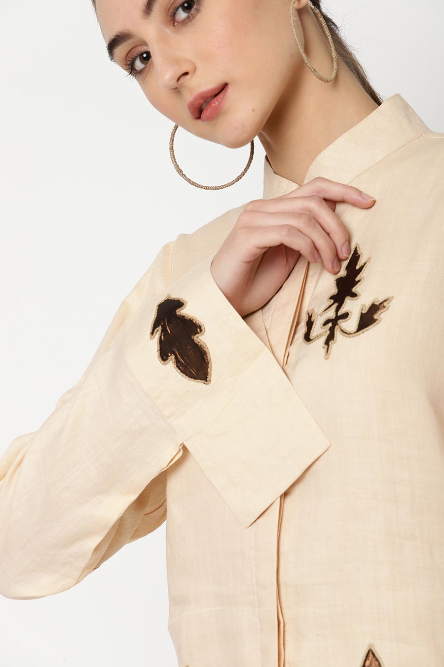 Beige Embroidered Shirt