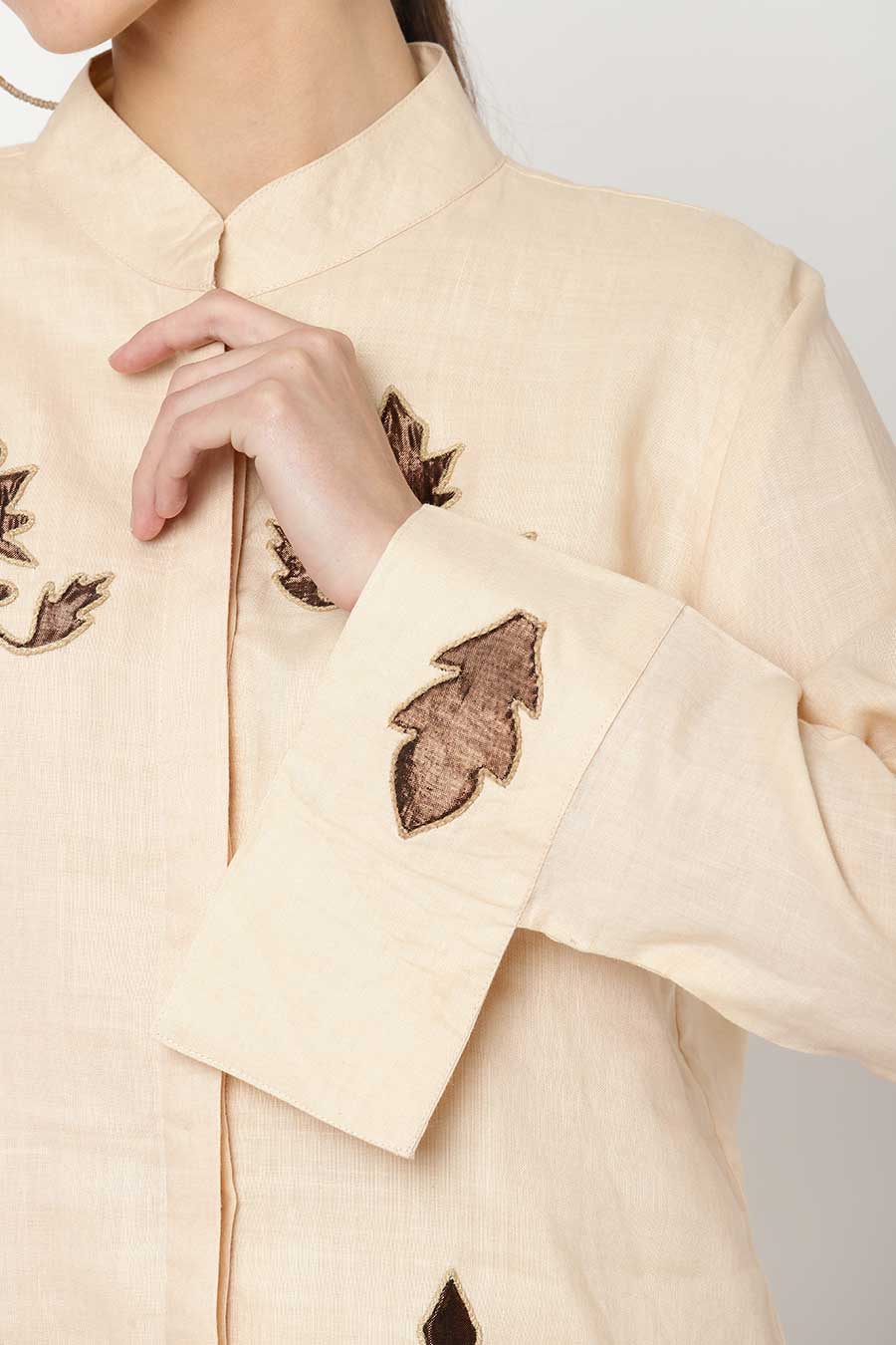 Beige Embroidered Shirt