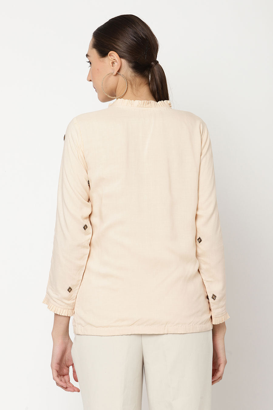 Beige Embellished Shirt