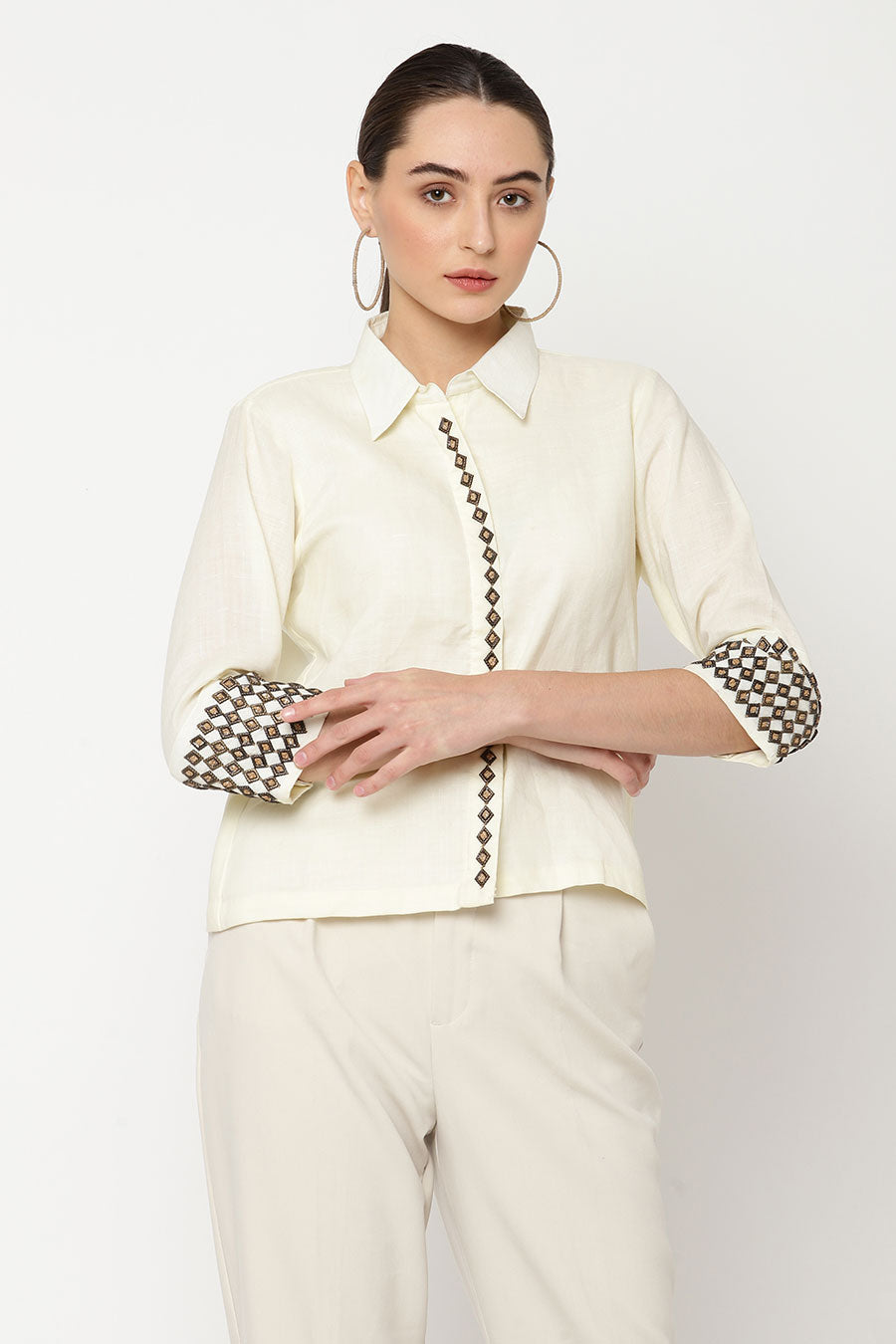 Ivory Embellished Shirt