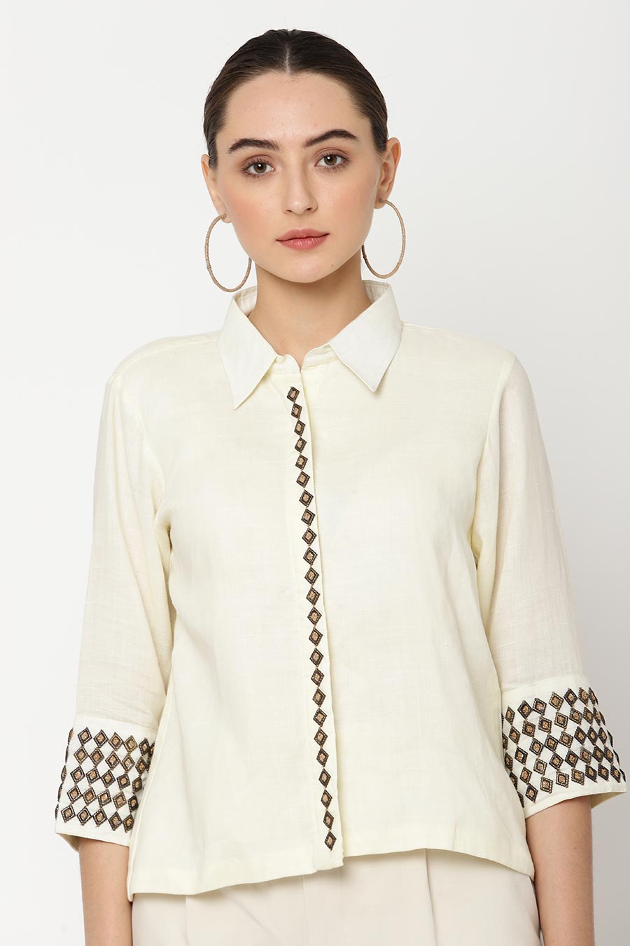 Ivory Embellished Shirt
