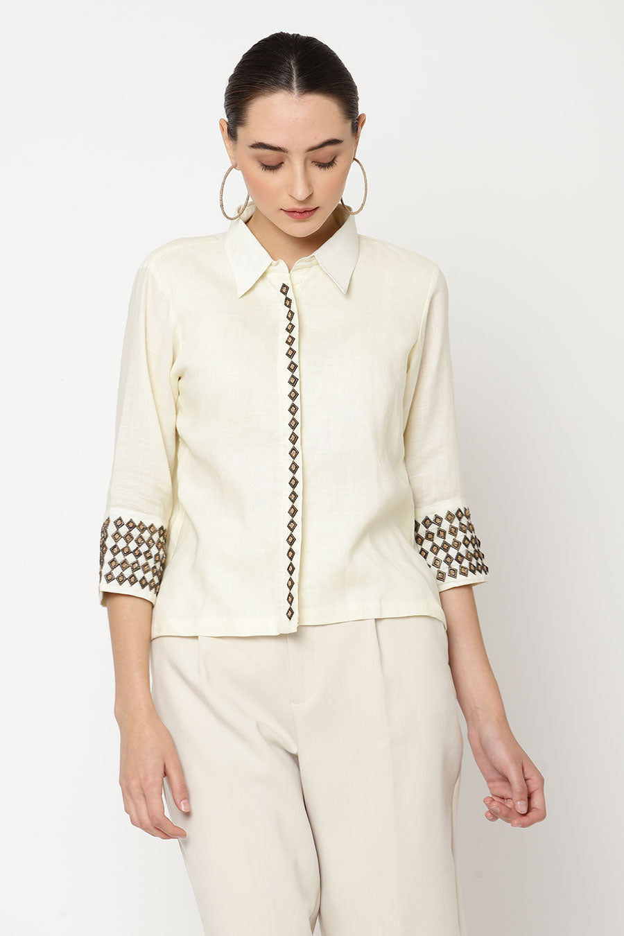 Ivory Embellished Shirt