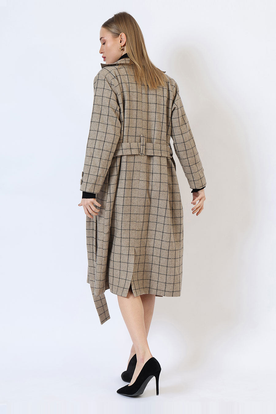 Greenish Beige London Mist Long Trench Coat