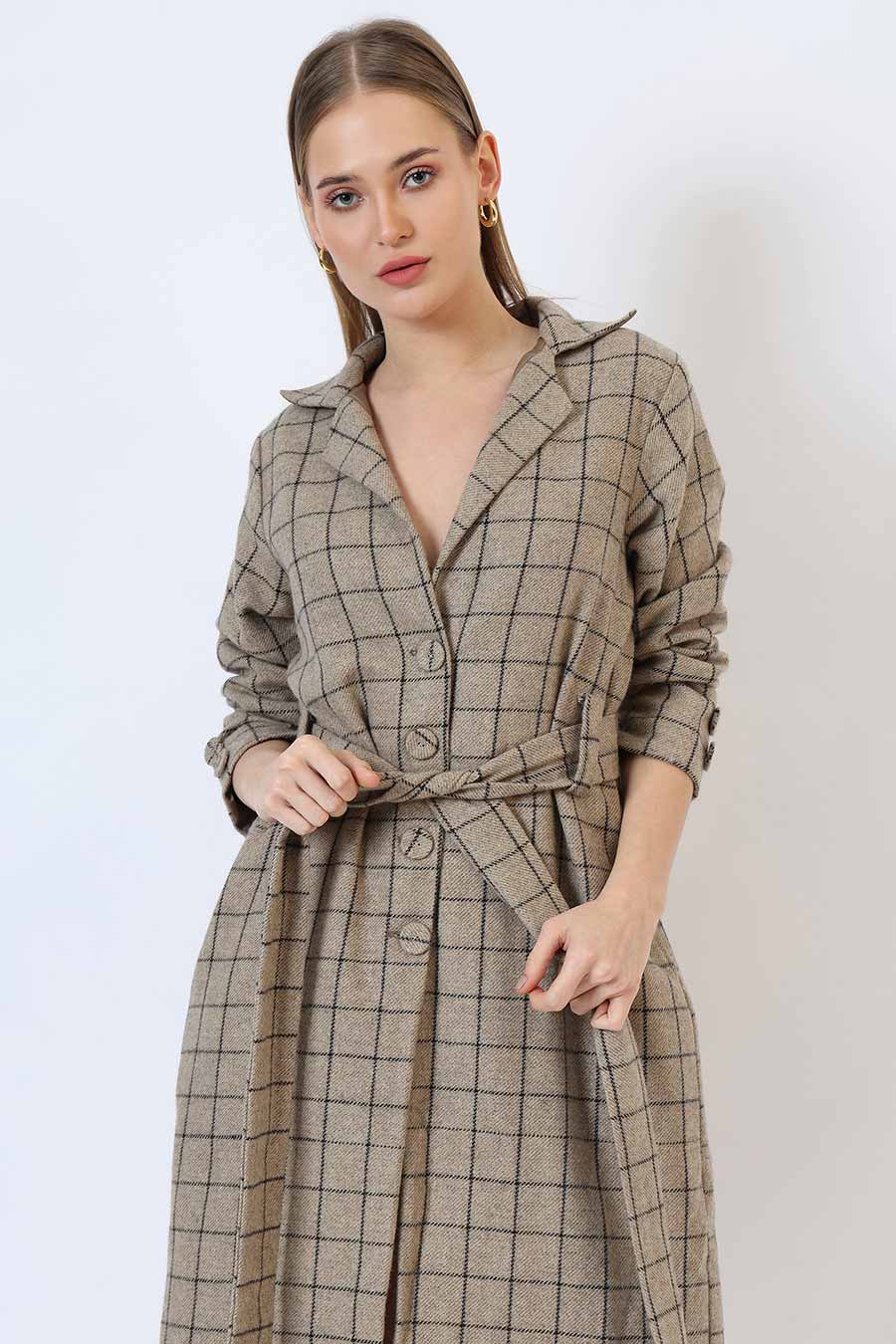 Greenish Beige London Mist Long Trench Coat