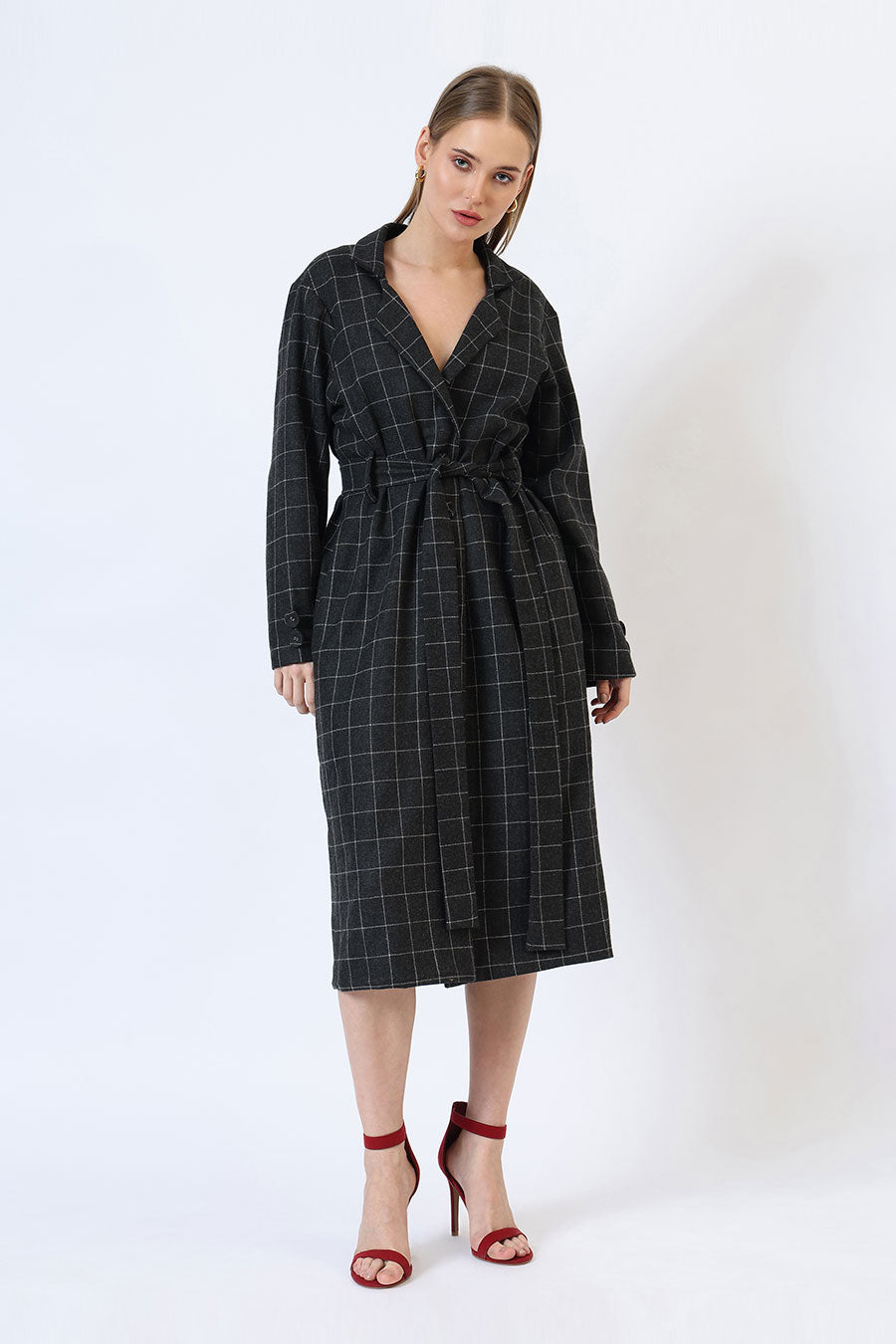 Black Parisian Charm Long Trench Coat