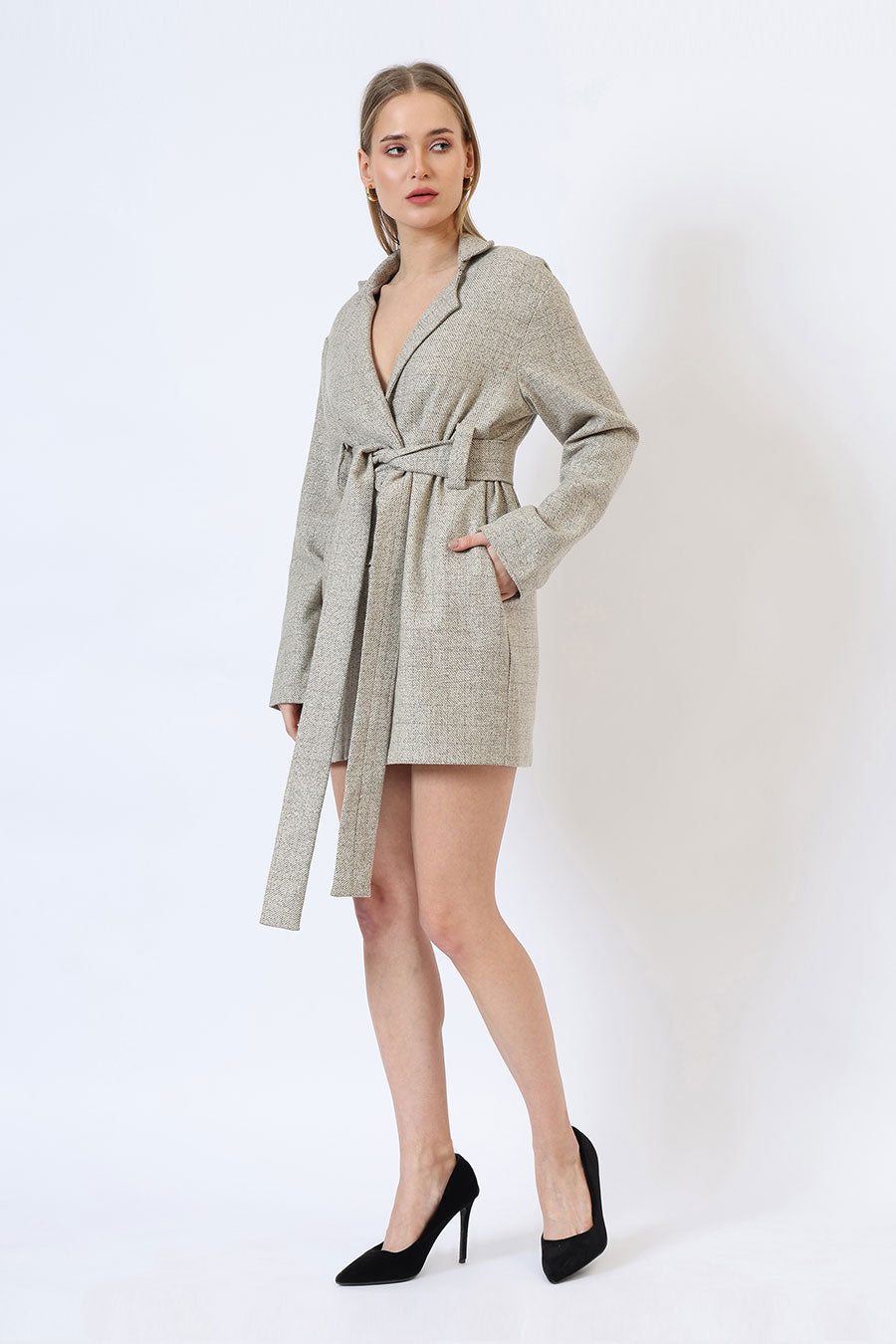 Beige Autumn Whisper Short Tailored Coat