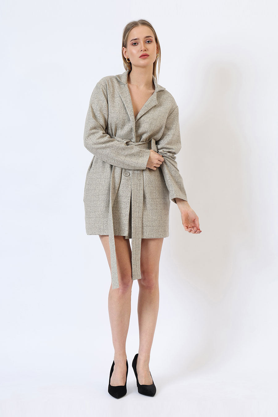 Beige Autumn Whisper Short Tailored Coat