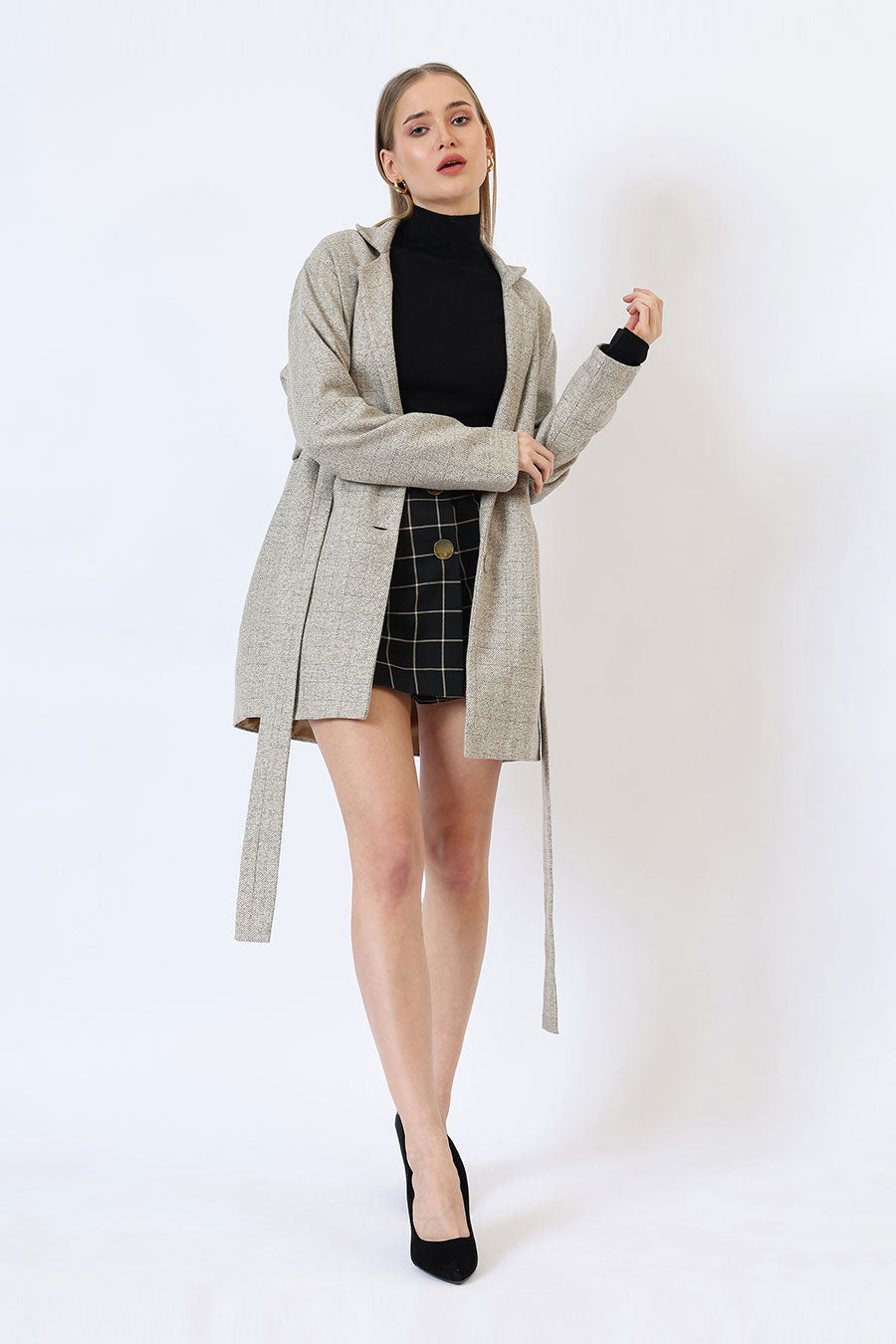 Beige Autumn Whisper Short Tailored Coat