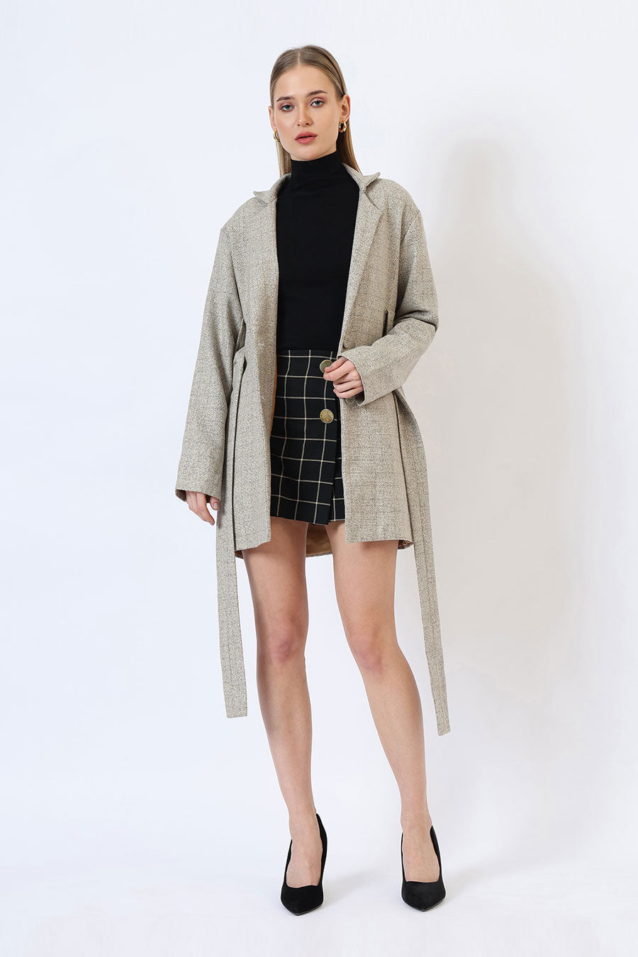 Beige Autumn Whisper Short Tailored Coat