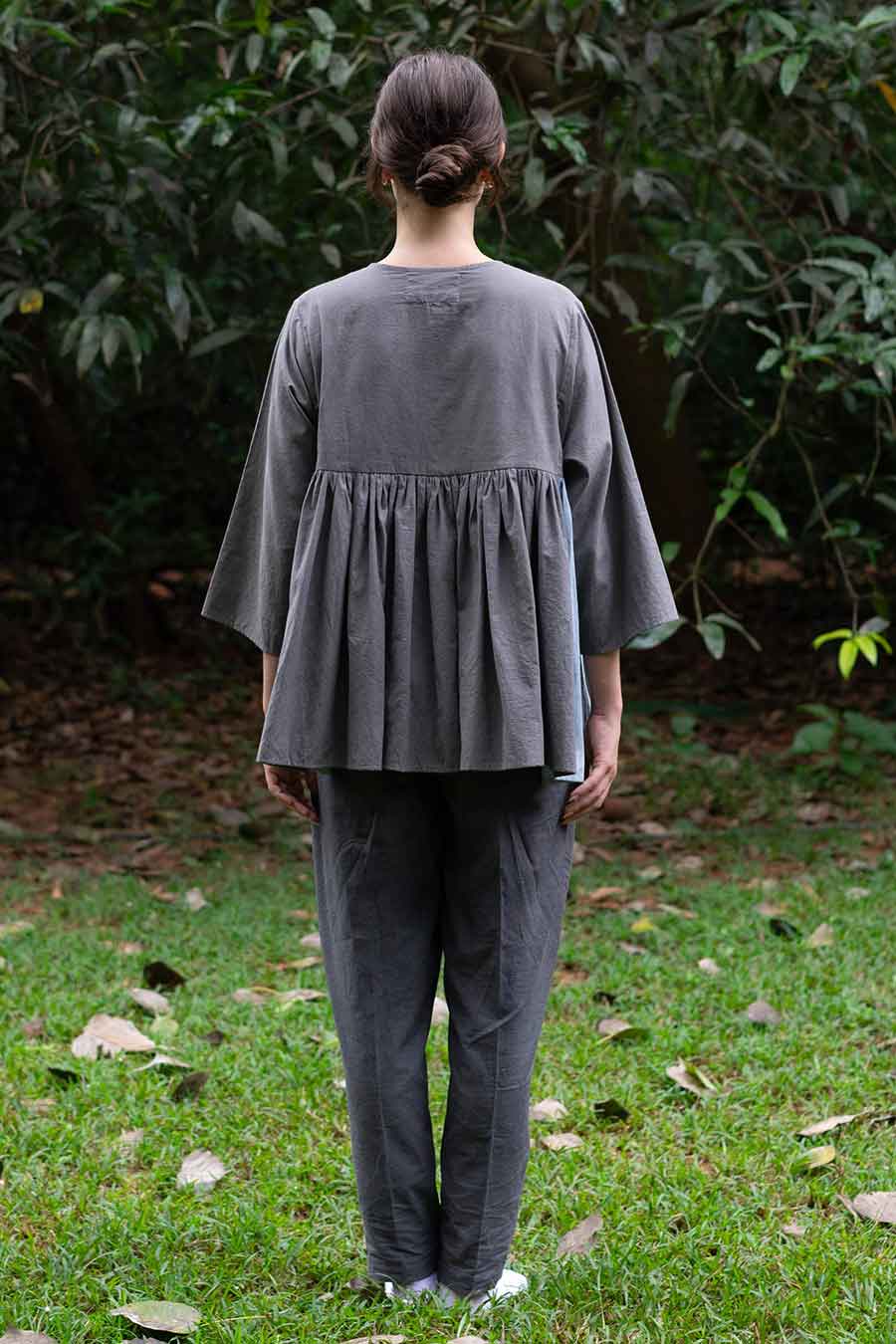 Grey Gathered Top