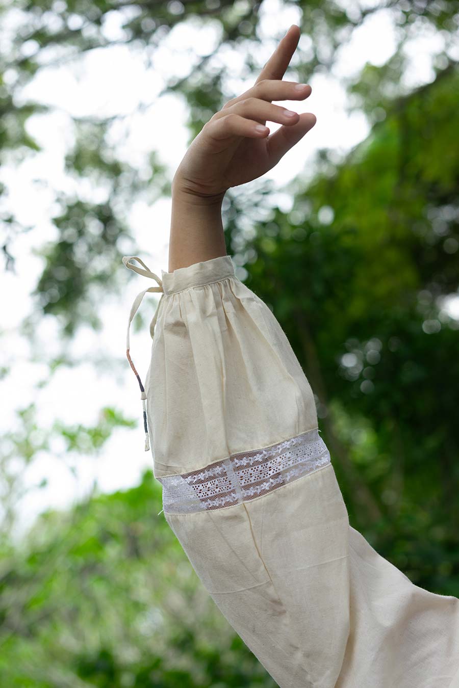 Off-White Lace Gathered Top