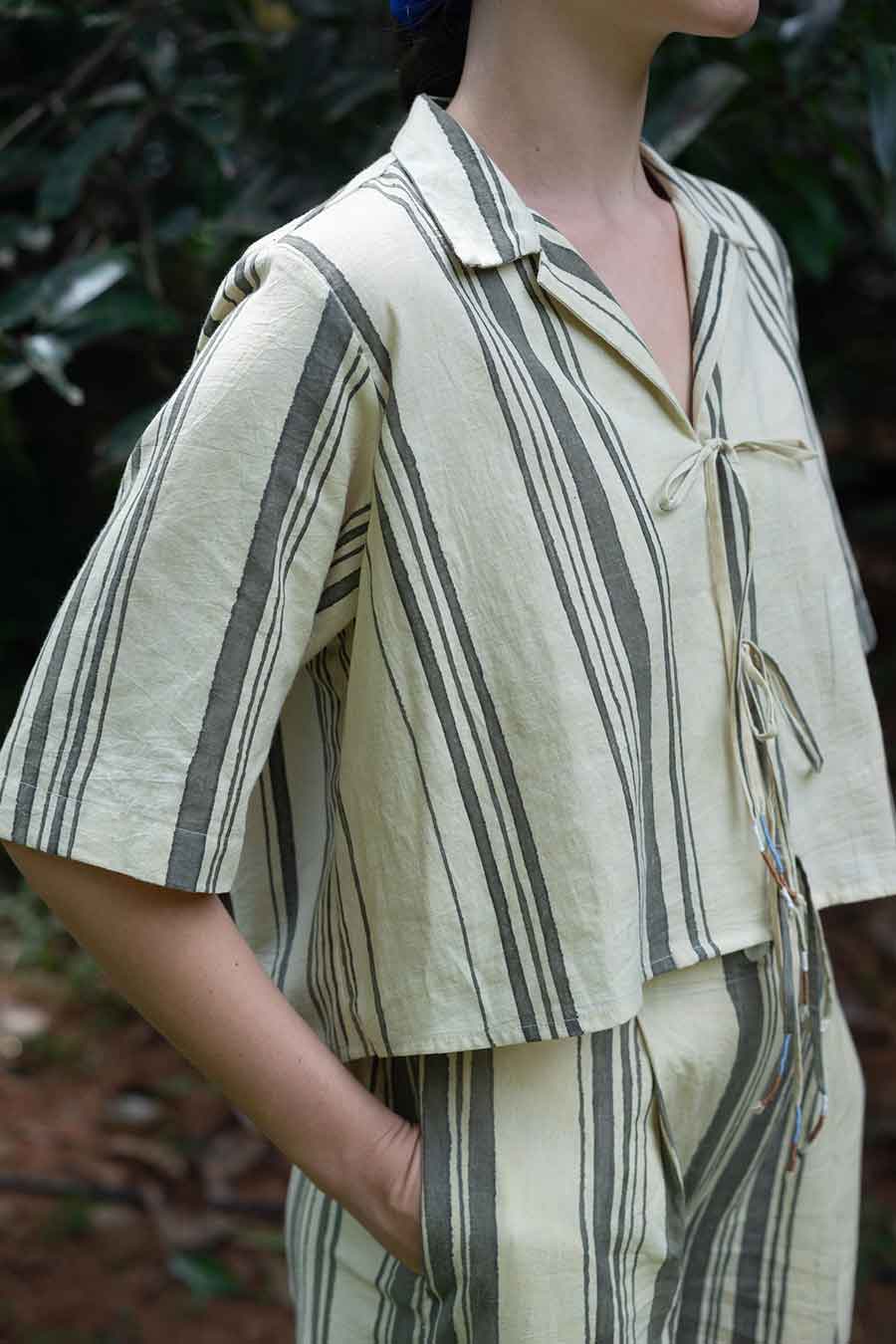 Off-White Hand-Painted Crop Shirt