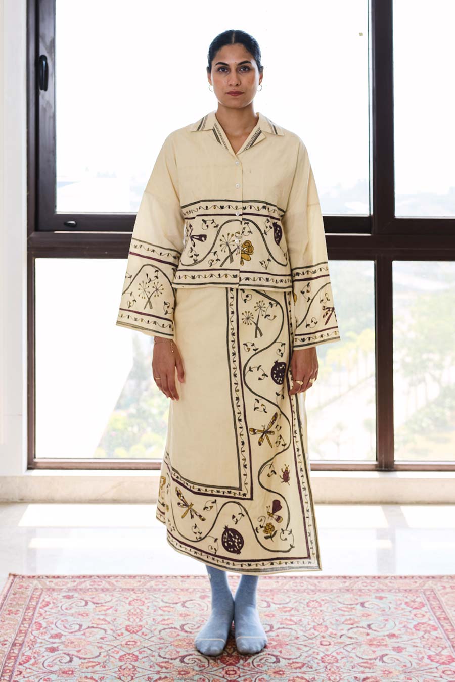 Beige Hand-Painted Shirt